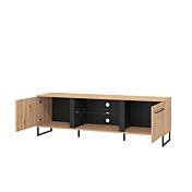 Mobili tv in stile industry a 2 ante, finitura Rovere e Nero