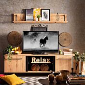 Mobili tv in stile industry a 2 ante, finitura Rovere e Nero