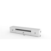 Base Porta TV moderna a 2 ante e 1 ribalta, finitura bianco lucido