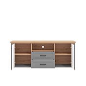 Mobile tv contemporaneo con cassetti, finitura Rovere e Grafite