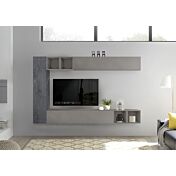 Mobili pareti attrezzate soggiorno sospeso moderna Ardesia e Piombo