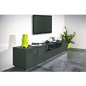 Moderno porta tv extra large in appoggio in finitura antracite laccato lucido