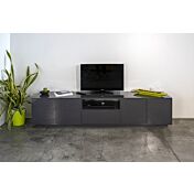 Porta tv laccato lucido antracite con cassetto centrale e quattro ante laterali