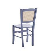 Sedia con schienale in paglia di Vienna, laccato Blu Copenaghen