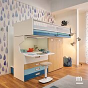 Letto a soppalco con armadio e scrivania Moretti Compact KC511