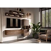 Soggiorno moderno 193x190x30 h cm, finitura Bronzo e Mercure, collezione Logica