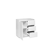 Conveniente credenza 1 anta e 3 cassetti, colore Bianco opaco