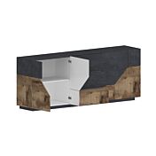 Conveniente Credenza geometrica 4 ante e 3 cassetti, colore Ardesia e Pero