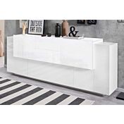 Elegante Credenza moderna 5 ante e 2 cassetti, finitura Bianca