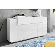 Madia moderna di design con 3 ante e una ribalta in finitura Bianco