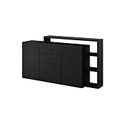 Madia salvaspazio 2 ante e 4 cassetti, colore nero opaco