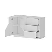 Nuova Madia moderna 2 ante e 3 cassetti, Bianco lucido