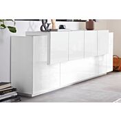Conveniente Credenza finitura Bianca, 6 ante e 1 ribalta, Made in Italy