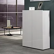 Scarpiera alta a 2 ante Bianco lucido, Made in Italy