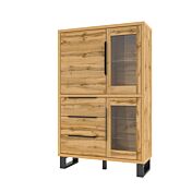 Vetrina Cracovia 3 ante 3 cassetti, finitura quercia e metallo nero