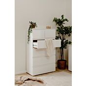 Spazioso settimino 6 cassetti, finitura Bianco Lucido