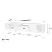 Economico Porta TV L.220 cm, colore Pero e Bianco lucido 