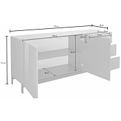 Madia moderna, 3 cassetti 2 ante in finitura bianco lucido