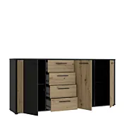 credenza a 4 cassetti nera