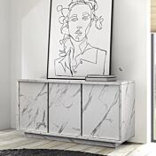 Madia 3 ante moderna, in finitura effetto Marmo Bianco di Carrara