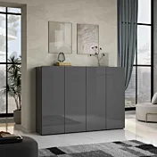 Scarpiera moderna 4 ante finitura Antracite Lucido, Made in Italy