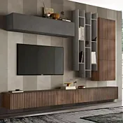 Parete attrezzata 276x30x210 h cm, Piombo e Mercure cannettato, collezione Logica Zenzero Shop