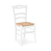 Sedia in legno bianca con seduta in paglia