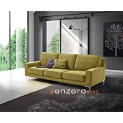 Divano Tor a 3 posti con presa USB integrata, tessuto verde salvia