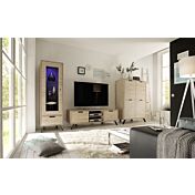 Soggiorno completo "Wood" di design, in legno Sherwood Oak