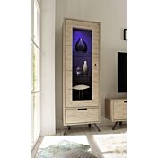 Vetrinetta "Wood" 1 anta 1 cassetto, Sherwood Oak - 56x177 cm