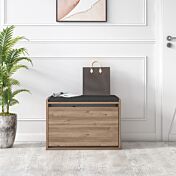 Panca-scarpiera Ankara rovere con cuscino nero
