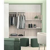 Panello attrezzato con 3 mensole e 2 tubi appendiabiti in finitura Noce brina