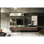 Parete attrezzata 305x30x210 h cm,Cashmere e Mercure cannettato, collezione Logica Zenzero Shop