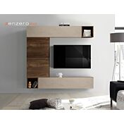 Parete attrezzate Zenzero parete sospesa in Noce Dark, Mercure e Argilla