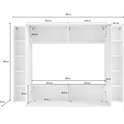 Soggiorno Zenzero, parete attrezzata sospesa con 2 pensili orizzontali e 2 colonne, finitura bianco lucido