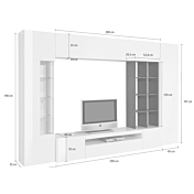 Parete attrezzata scontata, Bianca lucido e Cemento