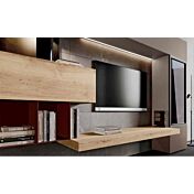 Parete attrezzata Made in Italy in finitura Legno bruciato, Bronzo e Moka