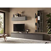 Parete attrezzata 276x40x210 h cm, Ardesia e Piombo, collezione Logica Zenzero Shop