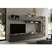 Parete attrezzata 332x40x186 h cm, Ardesia e Piombo, collezione Logica Zenzero Shop