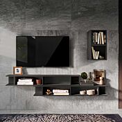 Parete attrezzata moderna con librerie Piombo, 100% Made in Italy Zenzero Shop