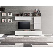 Design parete soggiorno Zenzero parete attrezzata moderna e di design Bianco Lucido e vani Gesso