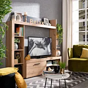 Parete attrezzata moderna finitura Rovere e Nero Zenzero Shop