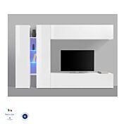 Conveniente e funzionale Parete attrezzata L.280 cm, finitura Bianco lucido
