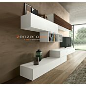 Parete attrezzata Alef in finitura Frassinato bianco e Quercia brown