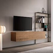 Parete attrezzata SKT5 Tomasella, Rovere Nodato chiaro e Calce chiara