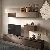 Parete attrezzata 276x40x186 h cm, Bronzo, Cadiz, Argilla e Mercure cannettato, collezione Logica Zenzero Shop