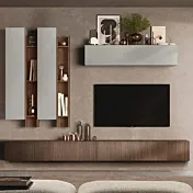 Parete attrezzata 262x40x210 h cm, Gesso e Mercure cannettato, collezione Logica Zenzero Shop