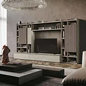 Parete moderna Rovere gessato e Cannettato grigio Zenzero Shop