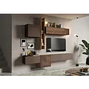 Parete attrezzata 262x30x220 h cm, Mercure cannettato e Bronzo, collezione Logica Zenzero Shop