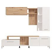 parete attrezzata contemporanea bianca e rovere